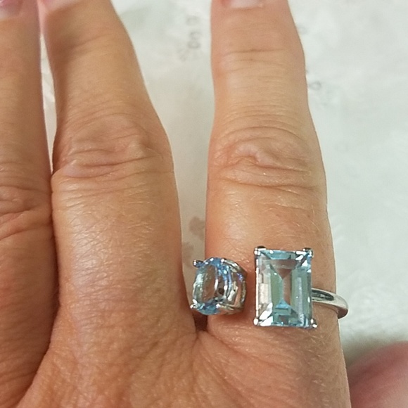 Blue Topaz Sterling Ring - Picture 1 of 6